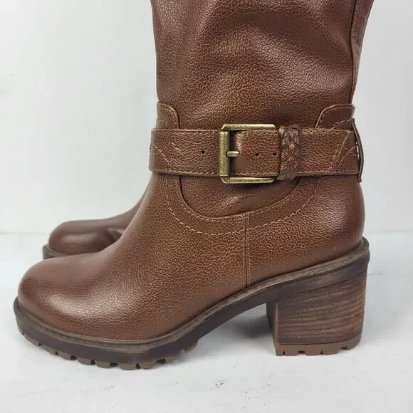 ZODIAC Georgia Round Toe Block Heel Zip-Up Riding Boot 6 M